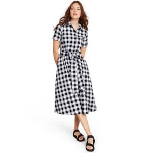 Lisa Marie Fernandez Black and White Gingham Midi Dress